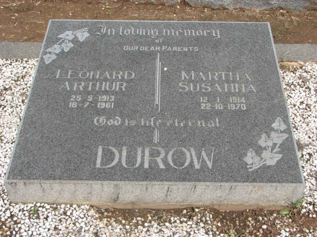 DUROW Leonard Arthur 1913-1961 &amp; Martha Susanna 1914-1970