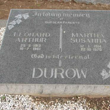 DUROW Leonard Arthur 1913-1961 &amp; Martha Susanna 1914-1970