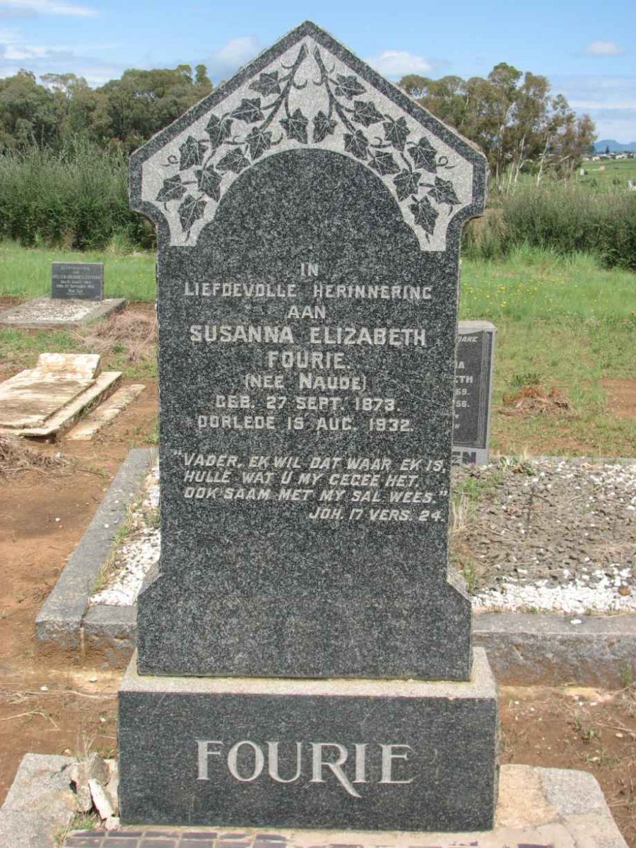 FOURIE Susanna Elizabeth nee NAUDE 1873-1932
