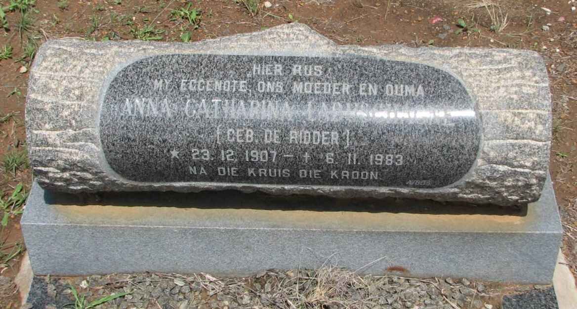 LABUSCHAGNE Anna Catharina nee DE RIDDER 1907-1983