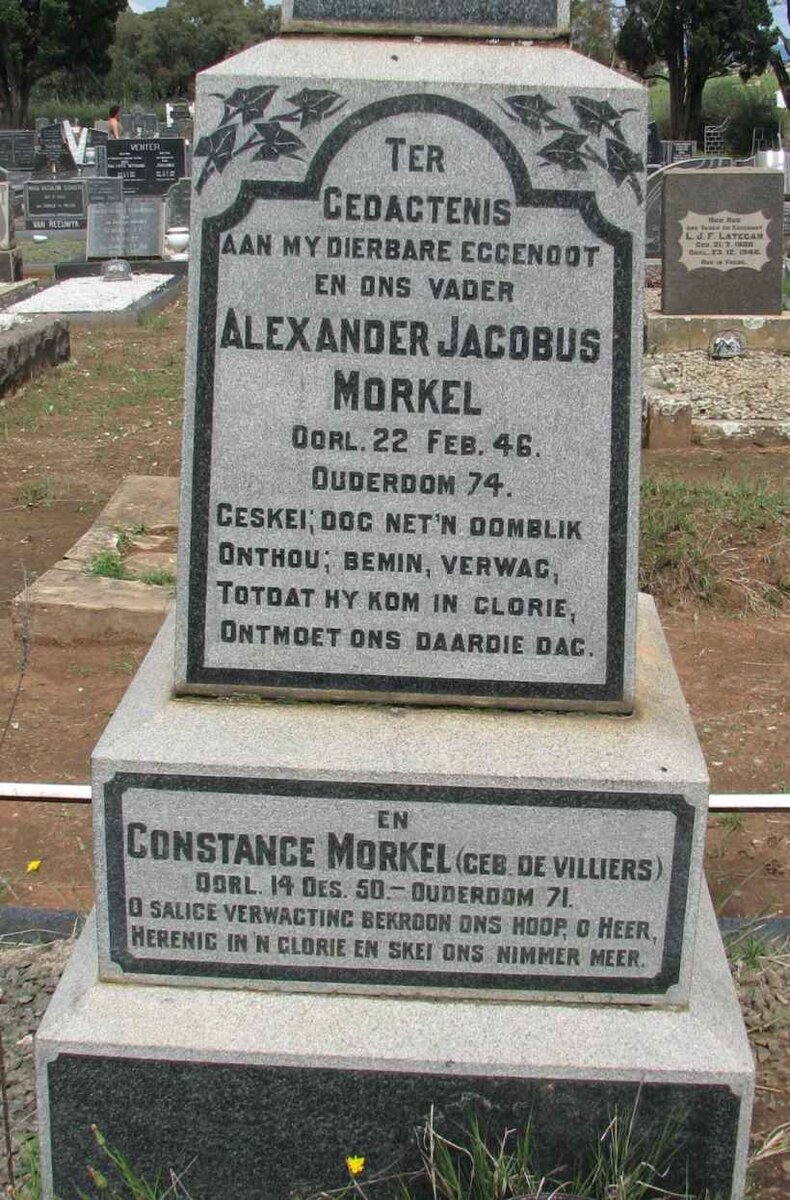 MORKEL Alexander Jacobus -1946 &amp; Constance DE VILLIERS -1950