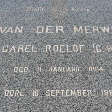 MERWE Carel Roelof, van der 1894-1986
