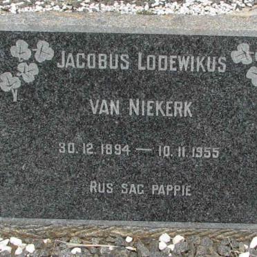 NIEKERK Jacobus Lodewikus, van 1894-1955