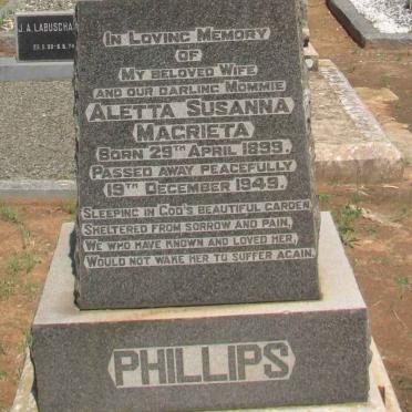 PHILLIPS Aletta Susanna Magrieta 1899-1949