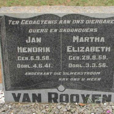 ROOYEN Jan Hendrik, van 1858-1941 &amp; Martha Elizabeth 1869-1956