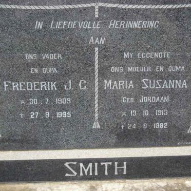 SMITH Frederik J.C. 1909-1995 &amp; Maria Susanna JORDAAN 1913-1982