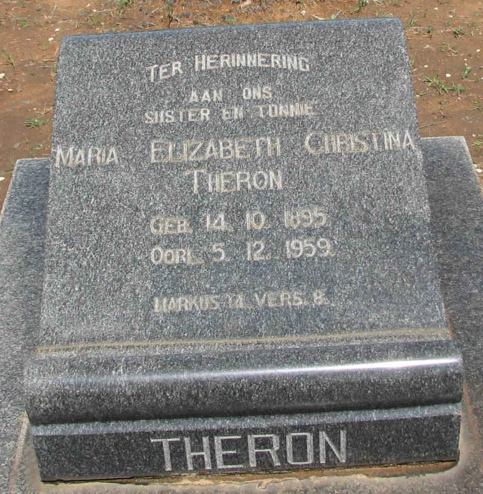 THERON Maria Elizabeth Christina 1895-1959