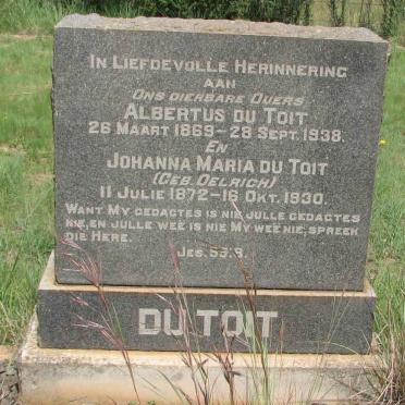 TOIT Albertus, du 1869-1938 &amp; Johanna Maria OELRICH 1872-1930