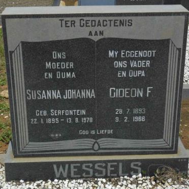 WESSELS Gideon F. 1893-1966 &amp; Susanna Johanna SERFONTEIN 1895-1978