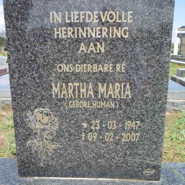 ? Martha Maria nee HUMAN 1947-2007