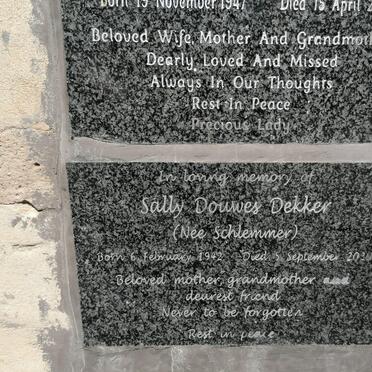 DECKER Sally Douwes nee SCHLEMMER 1942-2020