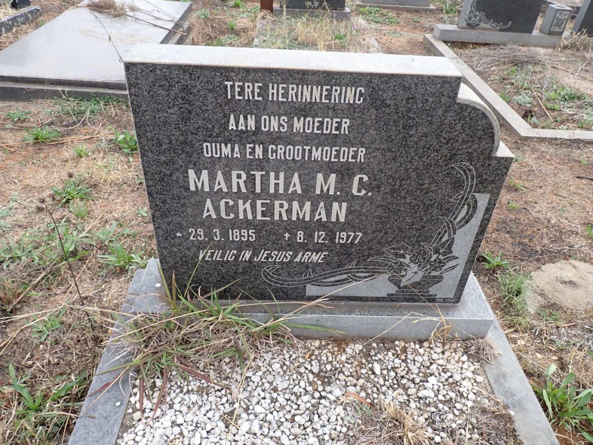 ACKERMAN Martha M.C. 1895-1977