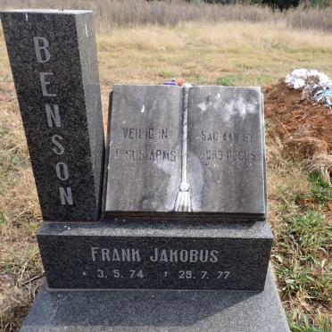 BENSON Frank Jacobus 1974-1977