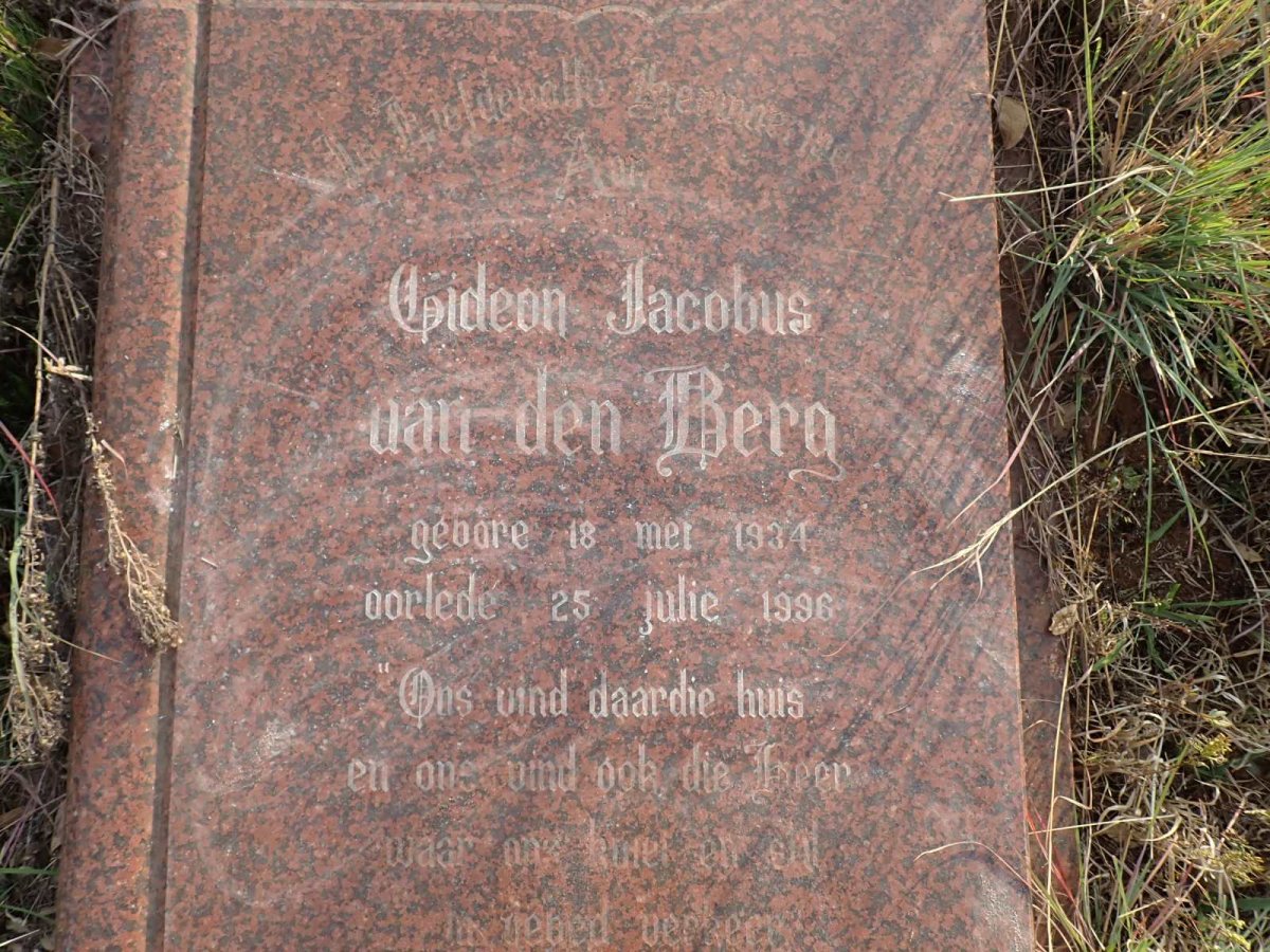 BERG Gideon Jacobus, van den 1934-1996