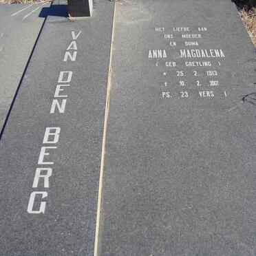 BERG Anna Magdalena, van den nee GREYLING 1913-2007