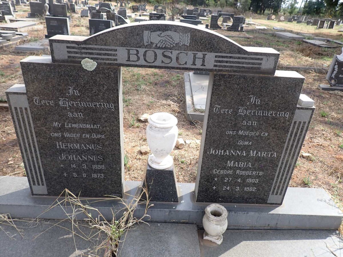 BOSCH Hermanus Johannes 1898-1973 & Johanna Martha Maria ROBBERTS 1903-1982