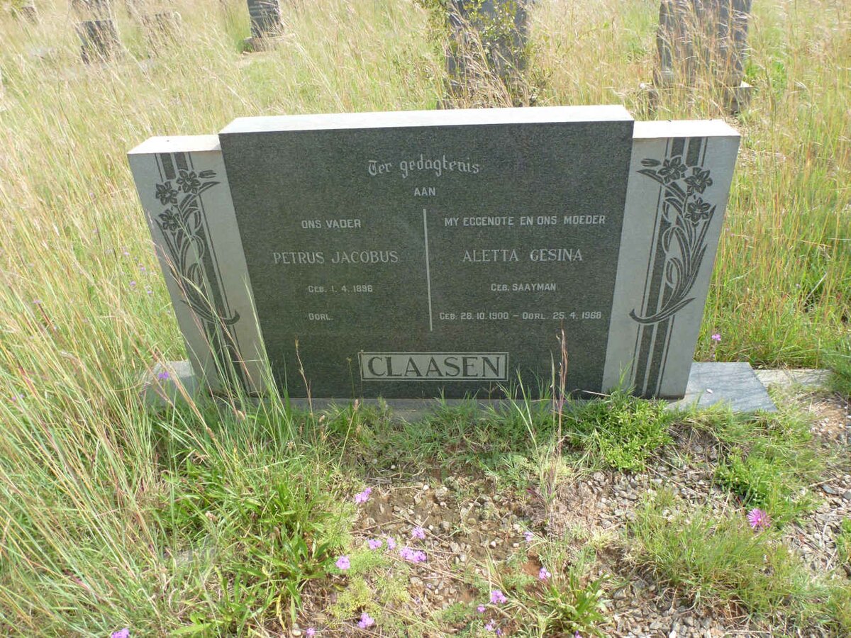 CLAASEN Petrus Jacobus 1896- &amp; Aletta Gesina SAAYMAN 1900-1968
