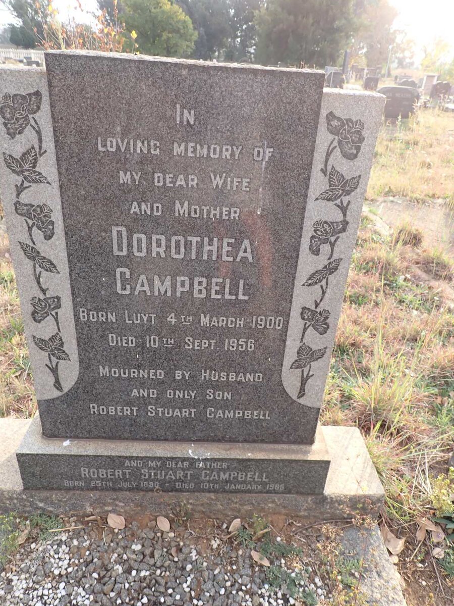CAMPBELL Robert Stuart 1890-1965 & Dorothea LUYT 1900-1956