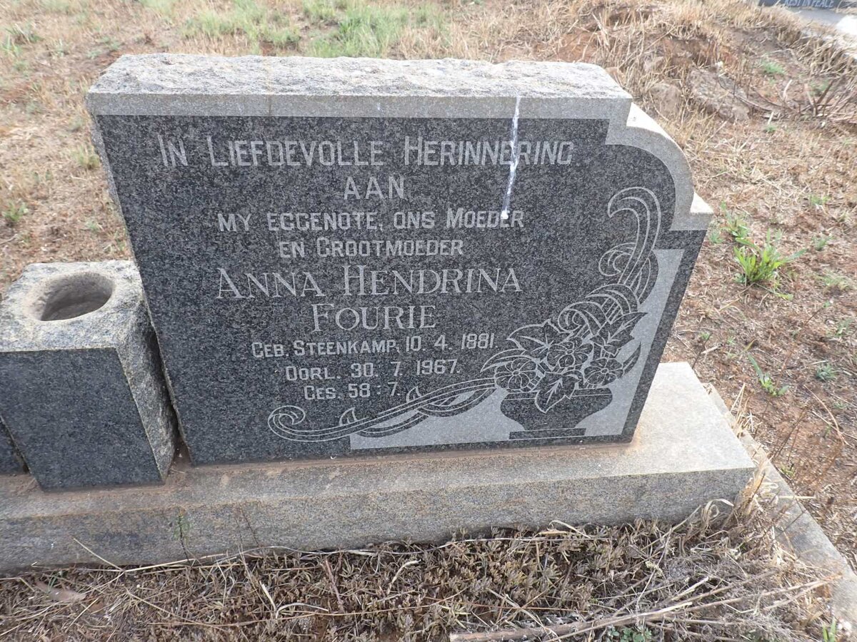 FOURIE Anna Hendrina nee STEENKAMP 1881-1967