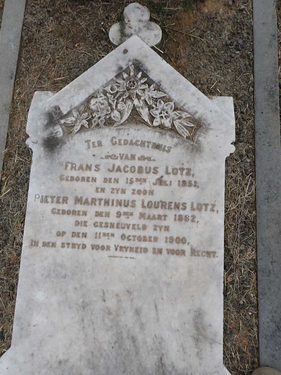 LOTZ Frans Jacobus 1851-1900 :: LOTZ Pieter Marthinus Lourens 1882-1900
