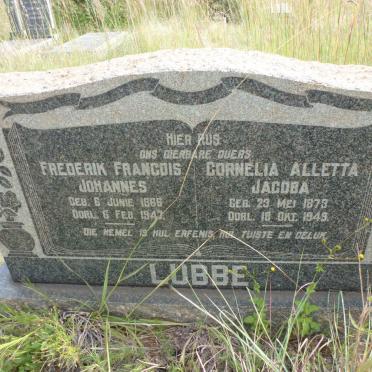 LUBBE Frederik Francois Johannes 1866-1947 &amp; Cornelia Alletta Jacoba 1873-1949