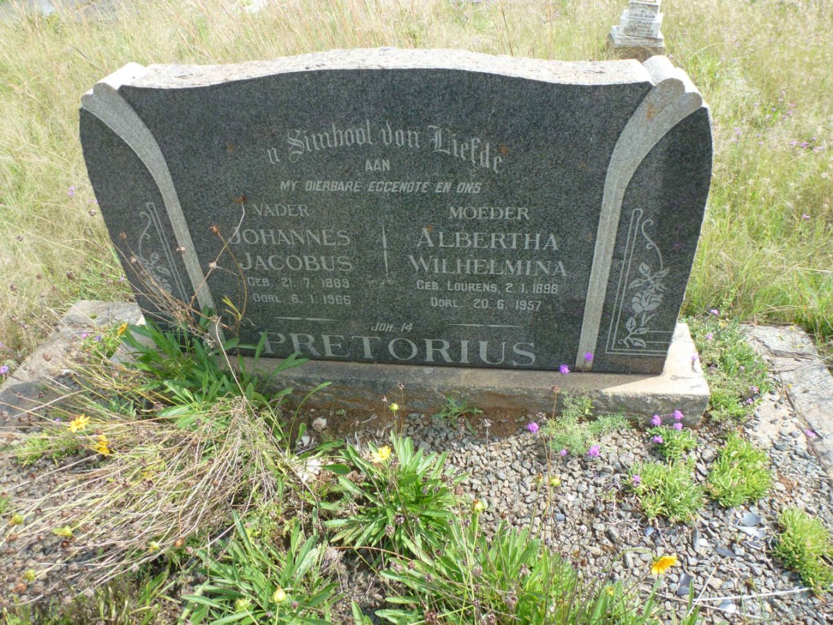 PRETORIUS Johannes Jacobus 1889-1966 &amp; Albertha Wilhelmina LOURENS 1898-1957