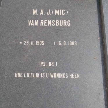 RENSBURG M.A.J., Janse van 1905-1983