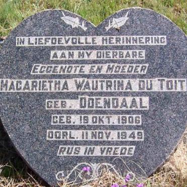 TOIT Magarietha Wautrina, du nee ODENDAAL 1906-1949