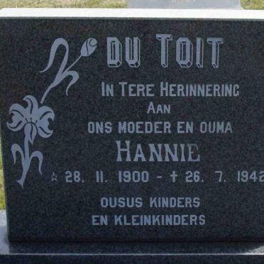 TOIT Hannie, du 1900-1942