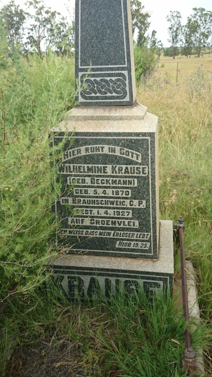 KRAUSE Wilhelmine nee BECKMANN 1870-1927