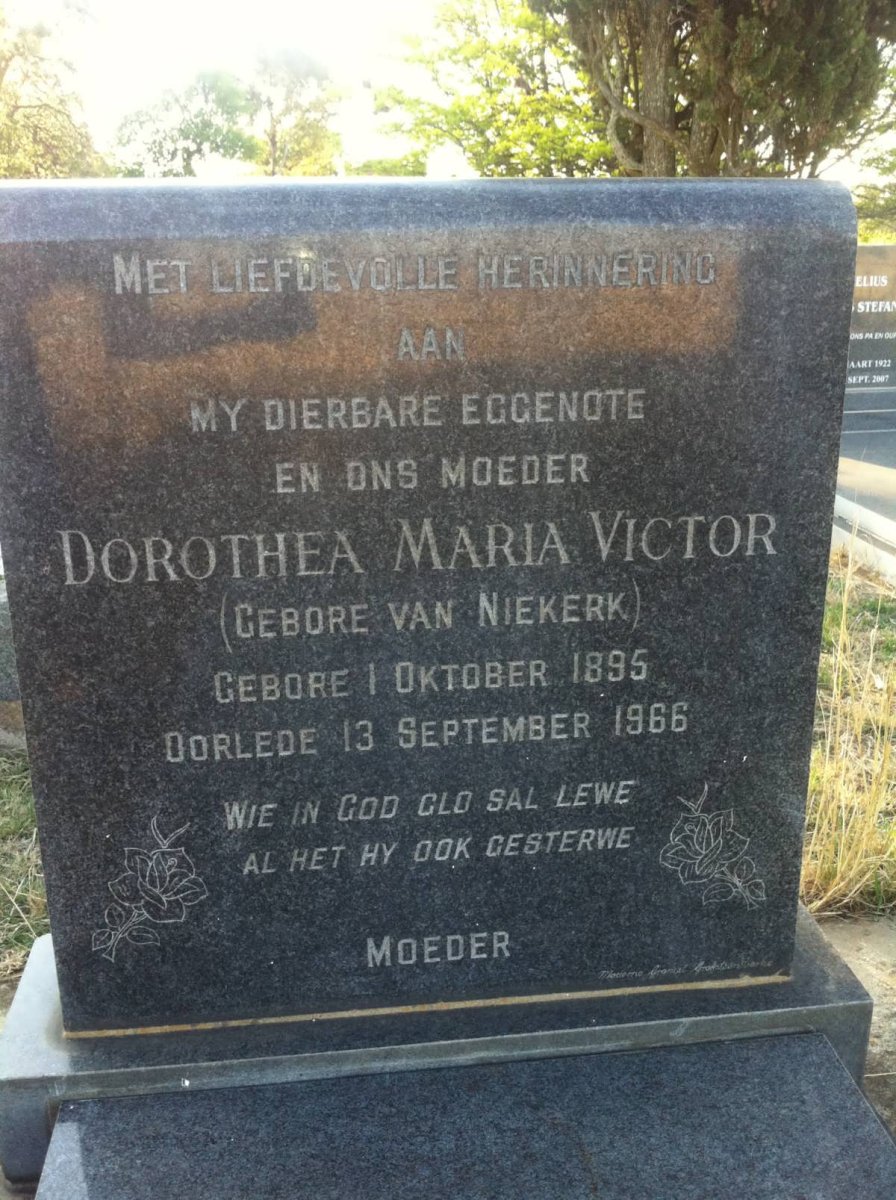 VICTOR Dorothea Maria nee VAN NIEKERK 1895-1966