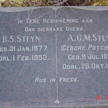 STEYN B.S. 1877-1953 &amp; A.C.M. POTGIETER 1881-1976