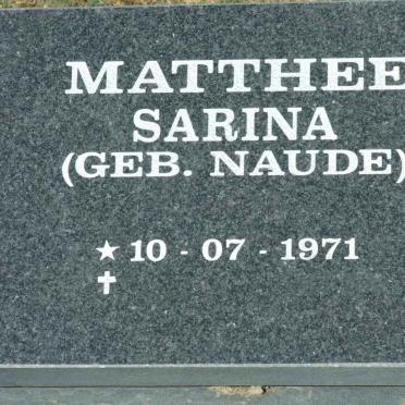 MATTHEE Sarina nee NAUDE 1971-