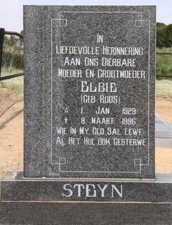 STEYN Elbie nee ROOS 1929-1996