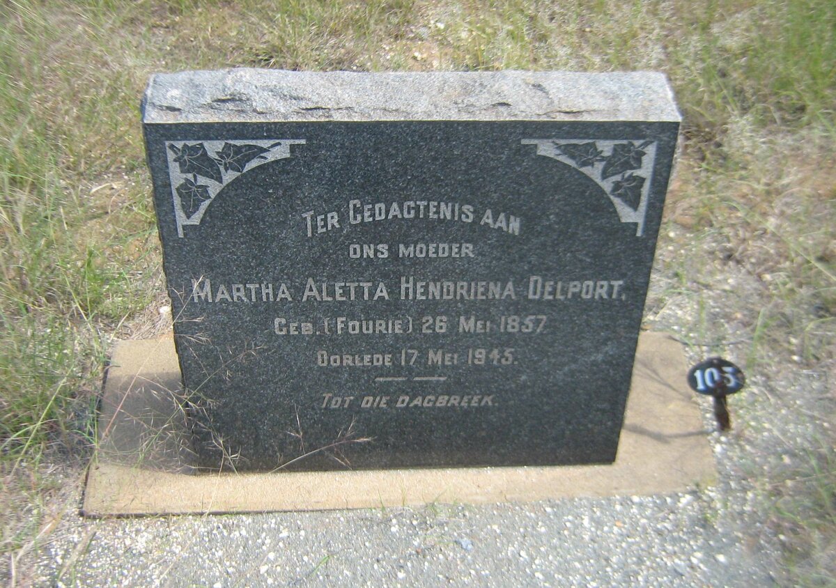 DELPORT Martha Aletta Hendriena nee FOURIE 1857-1945