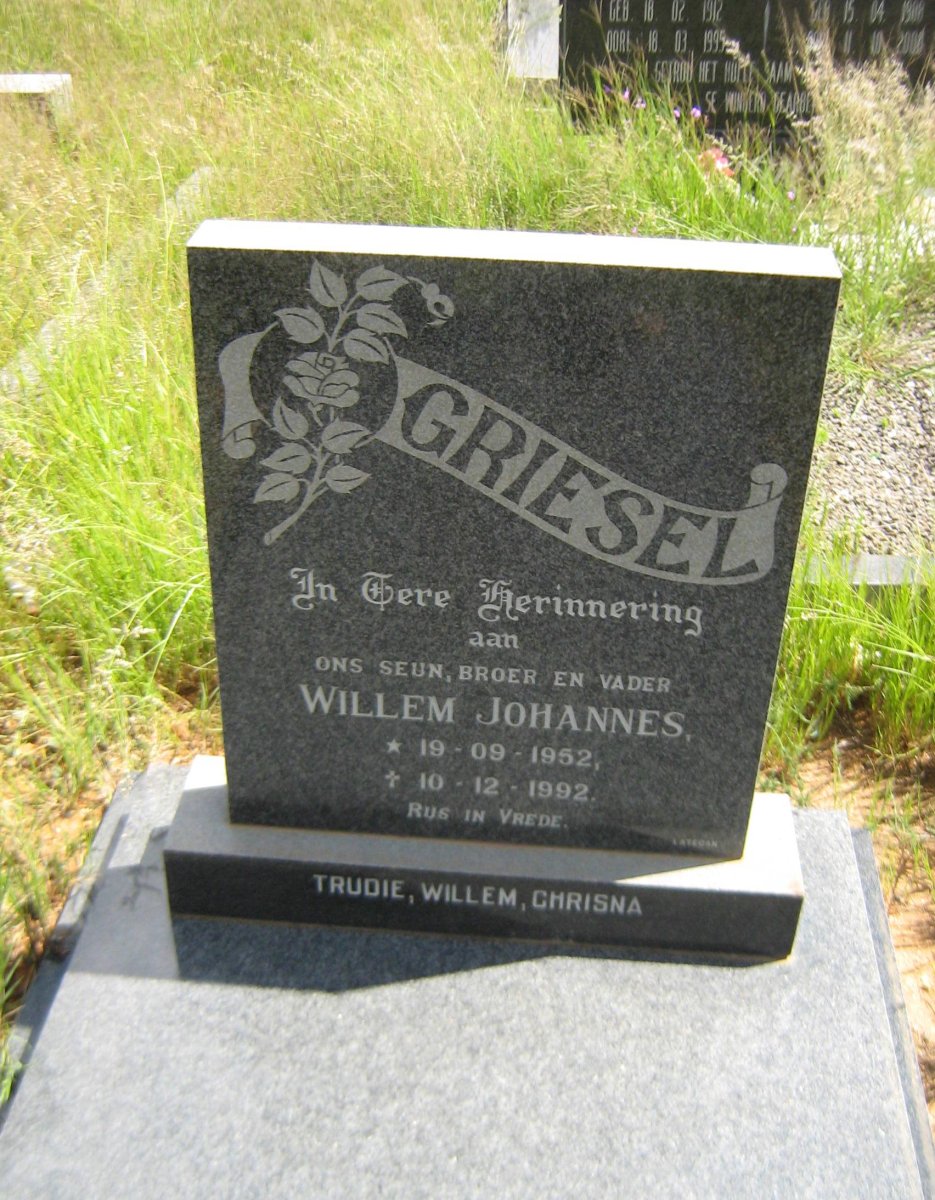 GRIESEL Willem Johannes 1952-1992