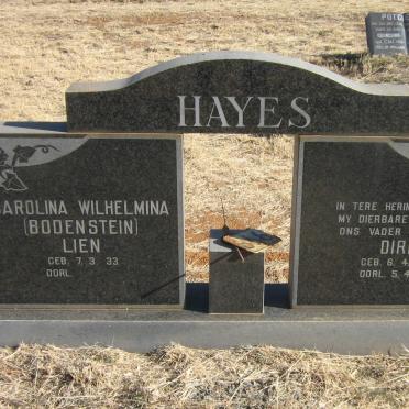 HAYES Dirk 1924-1982 &amp; Carolina Wilhelmina BODENSTEIN 1933-