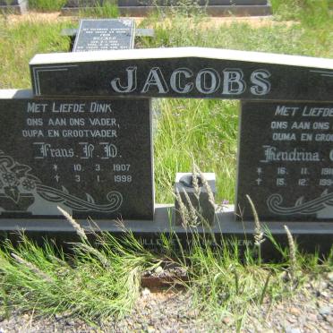JACOBS Frans P.D. 1907-1998 &amp; Hendrina C.C. 1910-1994