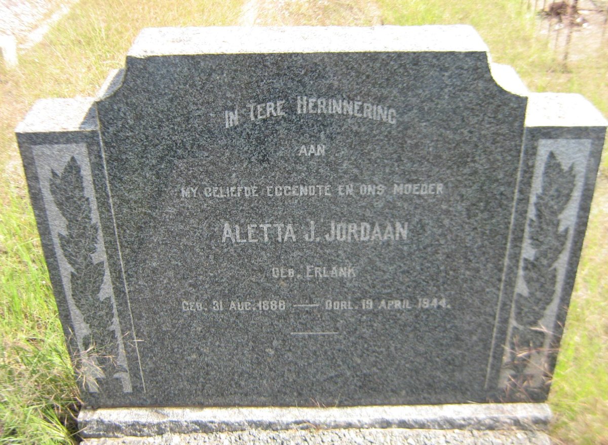 JORDAAN Aletta J. nee ERLANK 1888-1944