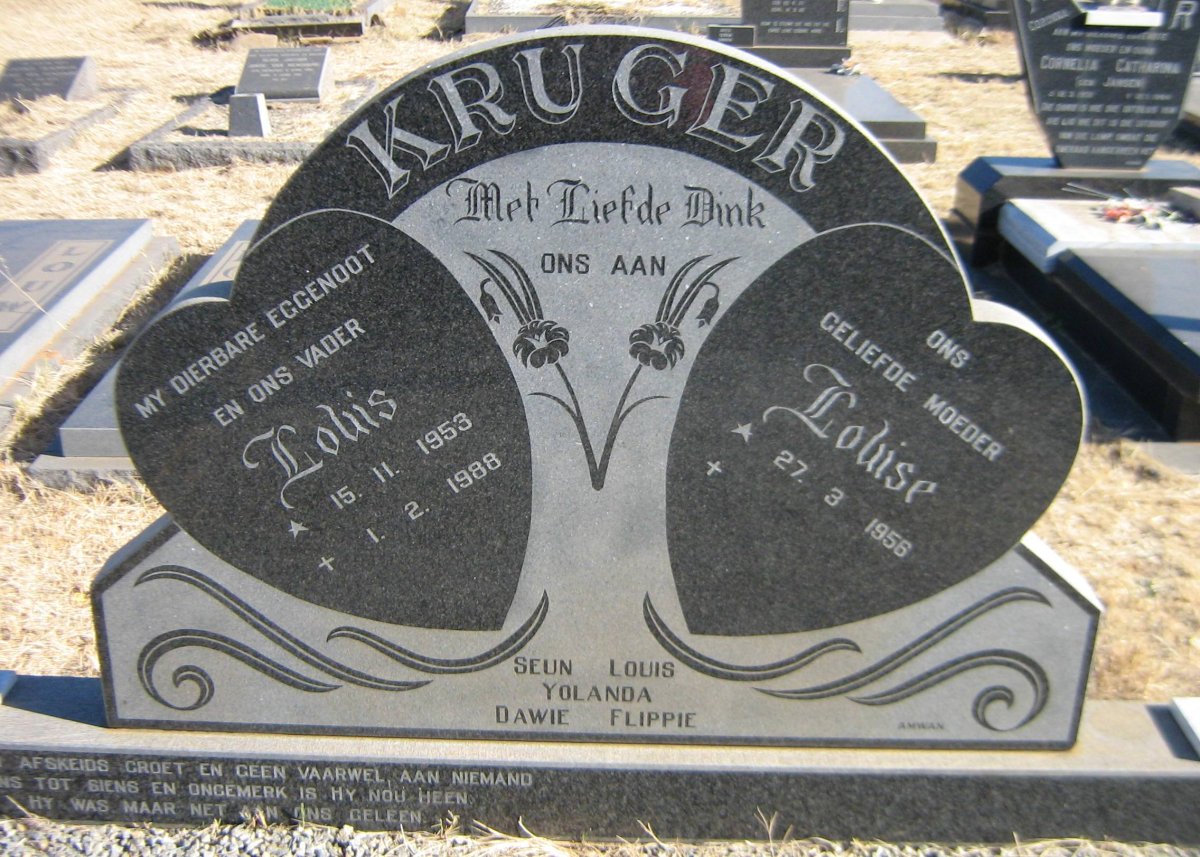 KRUGER Louis 1953-1988 &amp; Louise 1956-