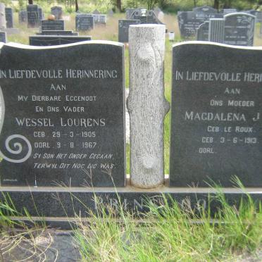 PRINSLOO Wessel Lourens 1905-1967 &amp; Magdalena J.C. LE ROUX 1913-