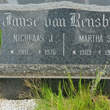 RENSBURG Nicolaas J., Janse van 1910-1976 &amp; Martha S. 1909-1980