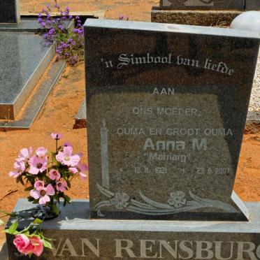 RENSBURG Anna M., Janse van 1921-2007