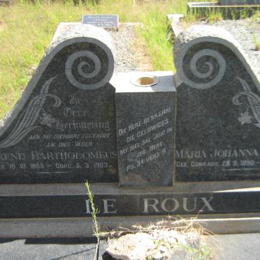 ROUX Barend Bartholomeus, le 1885-1963 &amp; Maria Johanna Christina CONRADIE 1890-1982