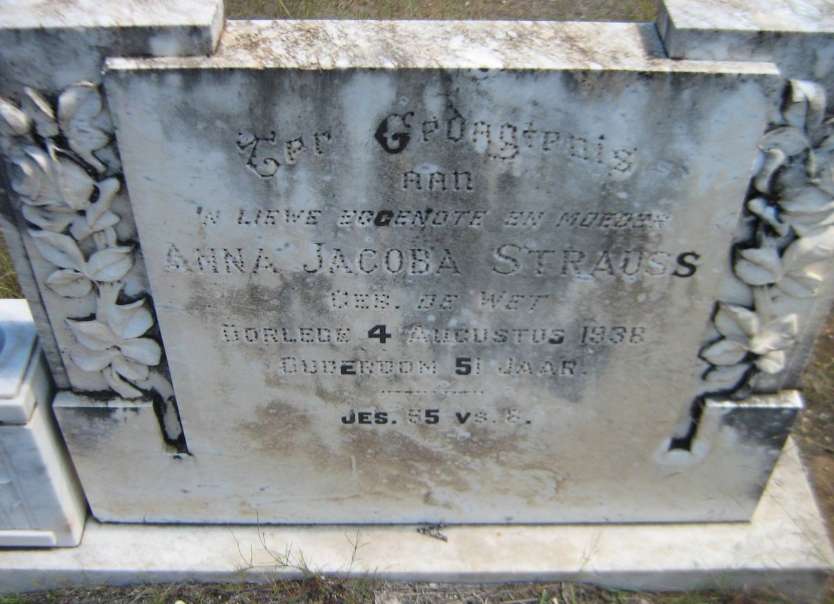 STRAUSS Anna Jacoba nee DE WET -1938