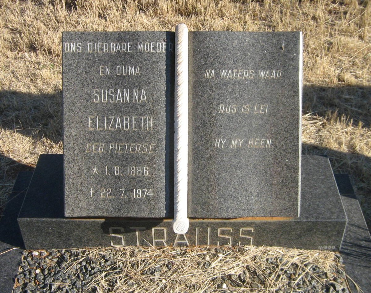 STRAUSS Susanna Elizabeth nee PIETERSE 1886-1974