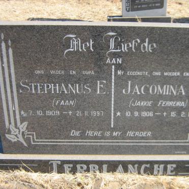 TERBLANCHE Stephanus E. 1909-1997 &amp; Jacomina S. FERREIRA 1906-1988