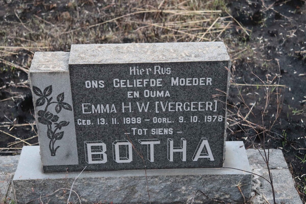 BOTHA Emma H.W. nee VERGEER 1898-1978