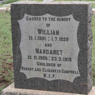 CAMPBELL William 1901-1929 :: CAMPBELL Margaret 1906-1919