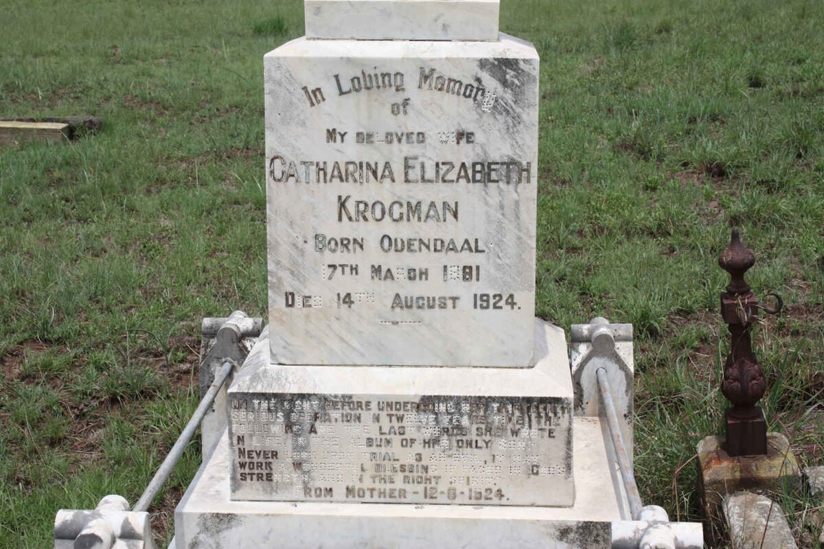 KROGMAN Catharina Elizabeth nee ODENDAAL 1881-1924